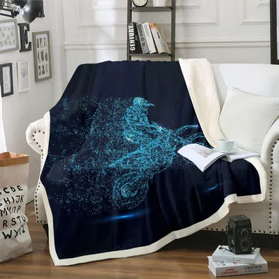Motocross Rider Blanket: Glowing Dirt Bike Art for Extreme Sport Fans