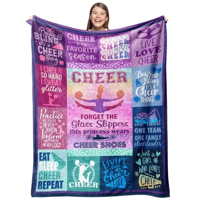 Cheerleader Cheer Collage Blanket for Girls Who Love the Sport