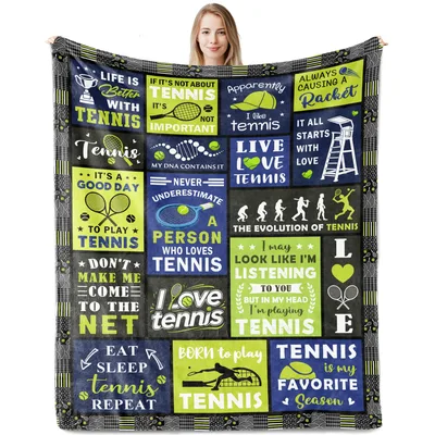 Tennis Quotes Collage Blanket