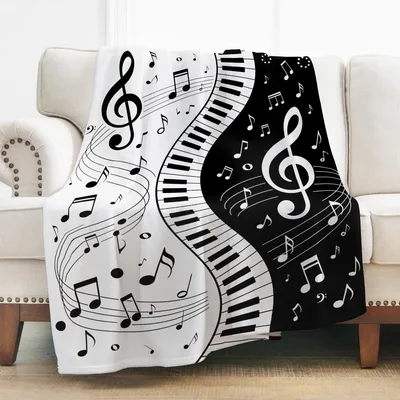 Music Notes Piano Keys Blanket