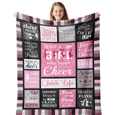 Cheerleader Girl Cheer Blanket features a patchwork of pink