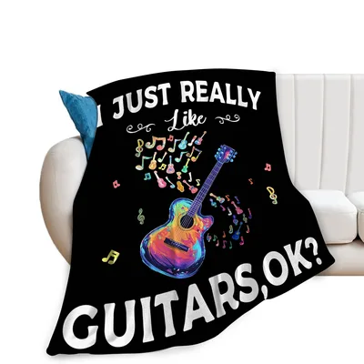 Guitar Music Lover Blanket: I Just Really Like Guitars, Ok Design