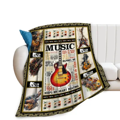 Music Guitar Rock Lover Blanket featuring a sunburst electric guitar