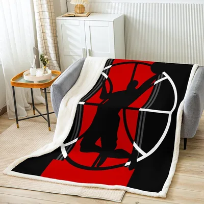 Archery Silhouette Red Black Blanket for Target Lovers
