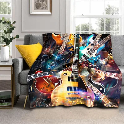 Electric Guitars Music Blanket: A Vibrant Collage of Rock Instruments