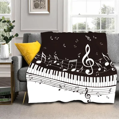 Piano Keys and Musical Blanket features a sweeping keyboard