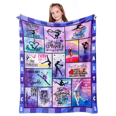 Gymnastics Girls Blanket: A Collage of Flip-Out Warnings and Sparkle