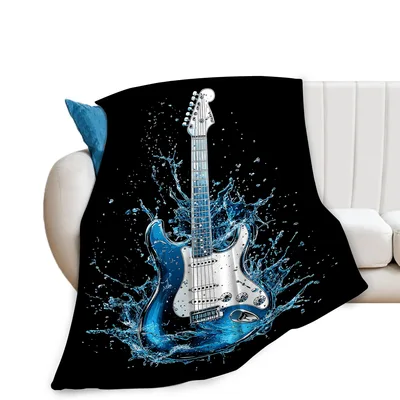 Electric Guitar Water Splash Blanket for Musicians and Music Lovers