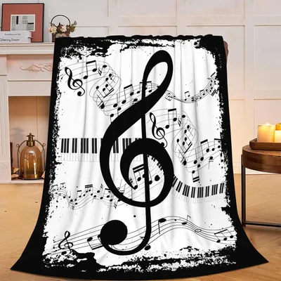 Music Notes Treble Clef Blanket for Musicians and Pianos