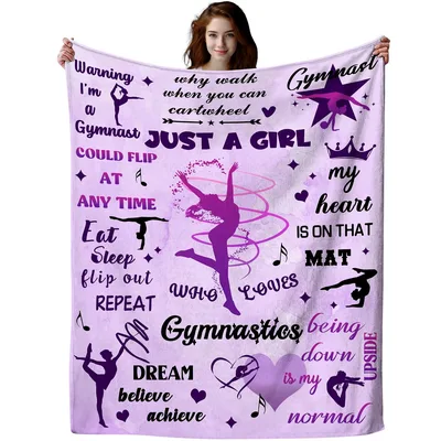 Gymnastics Girl Purple Blanket: A Fun Throw for Any Gymnast