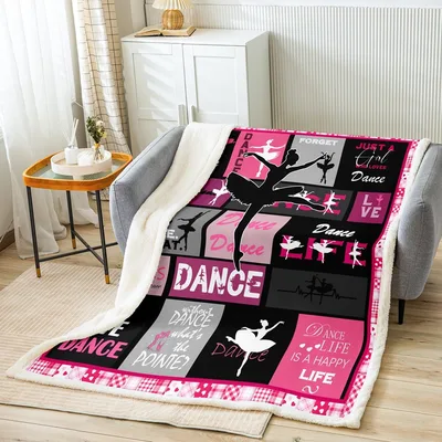 Ballet Dancer Silhouette Pink Blanket: Dance Life Collage Design