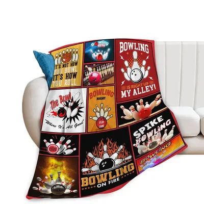 Bowling Pins Strike Collage Blanket for Lane Lovers