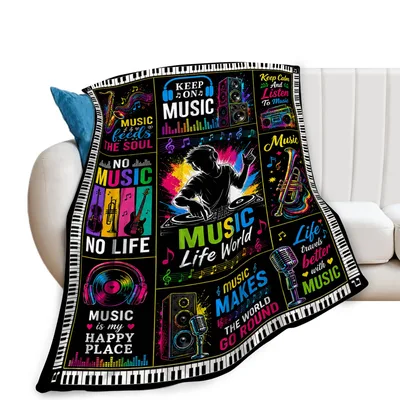 Music Life World Collage Blanket for Music Lovers