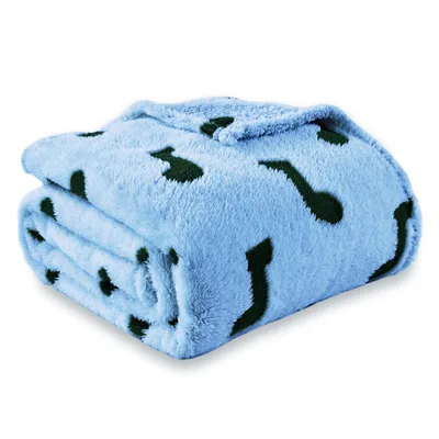 Music Notes Pattern Blanket: Dark Green Eights on Blue Fleece