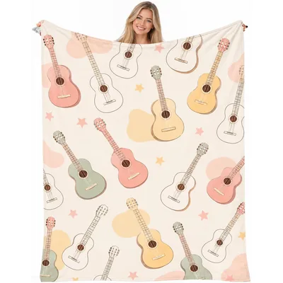 Pastel Guitars Pattern Blanket: Ukulele Music Lover Design