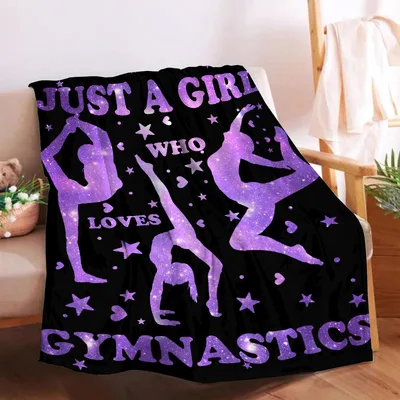 Gymnastics Girl Purple Galaxy Blanket for Athletes and Fans