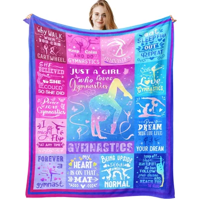 Gymnastics Girl Inspirational Quotes Blanket for Dreamers and Athletes