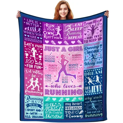 Running Girl Silhouette Runner Blanket