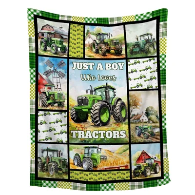 Tractor Boys Farm Blanket: Just a Boy Who Loves Tractors Design