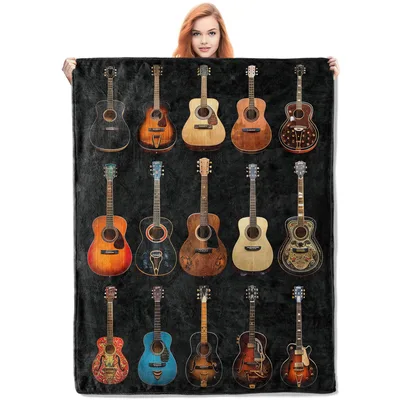 Acoustic Guitars Pattern Blanket