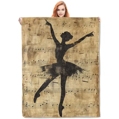 Ballerina Music Notes Blanket featuring a vintage dancer silhouette