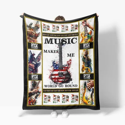 Music Makes Me Guitar Blanket: Rock Design for Players