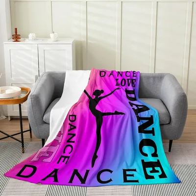 Ballet Dancer Silhouette Blanket with Gradient Dance Love Print