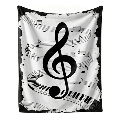 Treble Clef and Musical Blanket: Grand Piano Keys Design