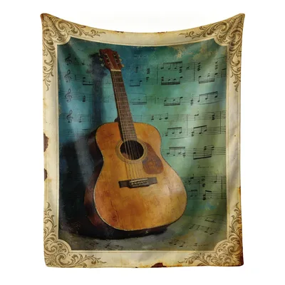 Vintage Acoustic Guitar Blanket: A Melodic Throw for Musicians