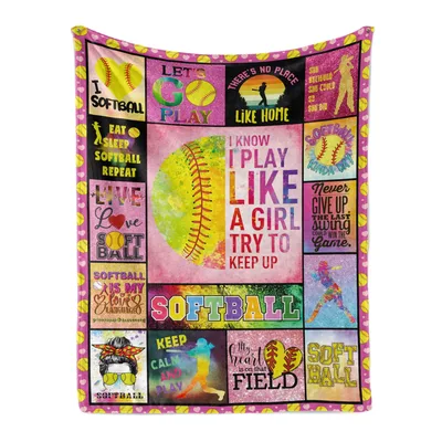Softball Girl Quotes Blanket: Playful Softball Collage Design