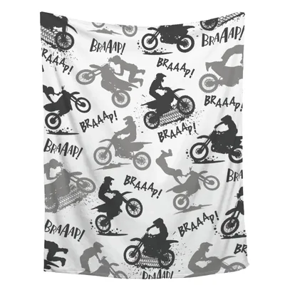 Dirt Bikers Braaap Pattern Blanket: Motocross Stunt Art