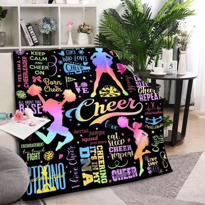 Cheerleader Cheer Lover Blanket featuring rainbow silhouettes