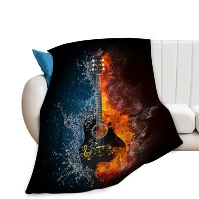 Guitar Fire Water Blanket: A Guitar Split Between Splash and Flame