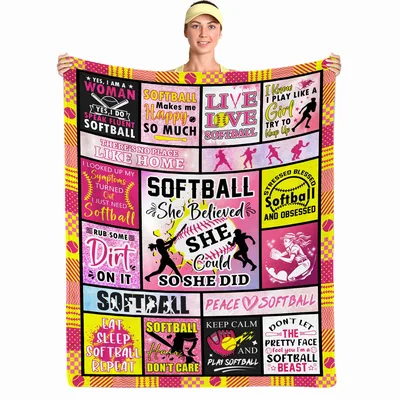 Softball Girls Pink Blanket: She Believed She Could So She Did Design