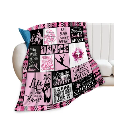 Ballet Dance Life Collage Blanket features pink squares