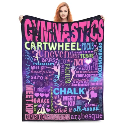 Gymnastics Gymnast Girl Blanket: A Typography Art Design for Athletes