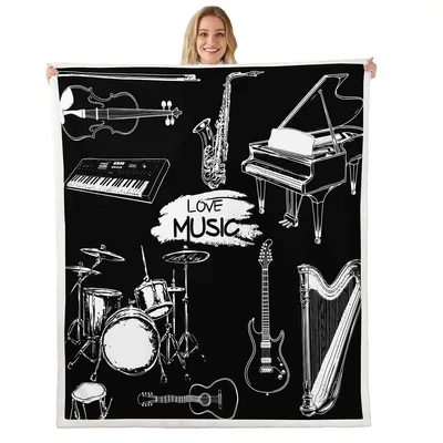 Music Instruments Drawing Blanket: A Sketch of Love Music and Gear