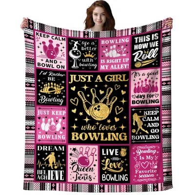 Bowling Women Pink Blanket: Just a Girl Who Loves Bowling Design