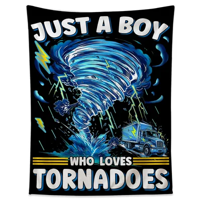Tornado Storm Truck Blanket: Just a Boy Who Loves Tornadoes Design