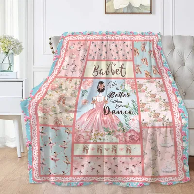 Ballet Life Is Better Blanket: Vintage Dancer Patchwork Design
