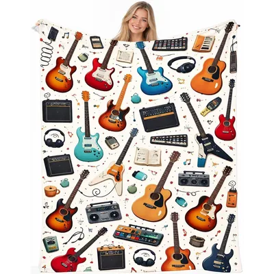 Guitars and Music Gear Blanket for String Instrument Lovers