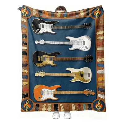 Electric Guitars Collection Blanket for Rock Music Lovers