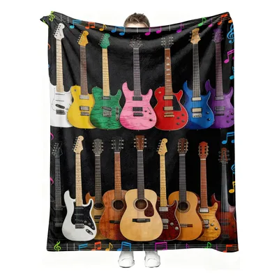 Guitar Music Lover Blanket featuring a vibrant array of electric