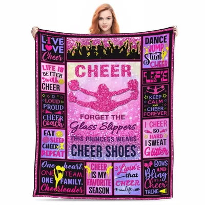 Cheerleader Girl Pink Blanket: Glittery Cheer Princess Design