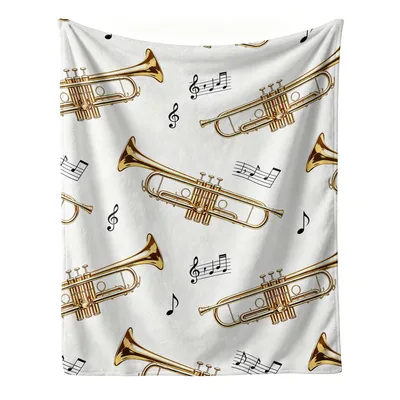Trumpet Music Notes Pattern Blanket for Brass Enthusiasts