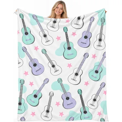 Guitar Pattern Music Lover Blanket: Acoustic Guitar Print Design