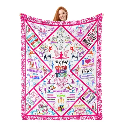 Gymnastics Dreams Pink Silhouette Blanket for Athletes