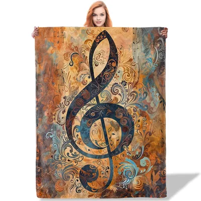 Treble Clef Music Design Blanket for Vintage Lovers