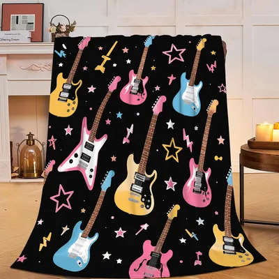 Pastel Electric Guitars Blanket: A Vibrant Musician's Escape