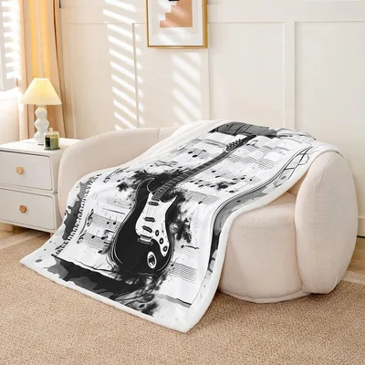 Electric Guitar Music Notes Blanket for Rock Lovers